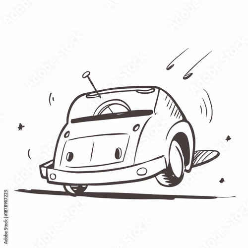 Cartoon car with antenna