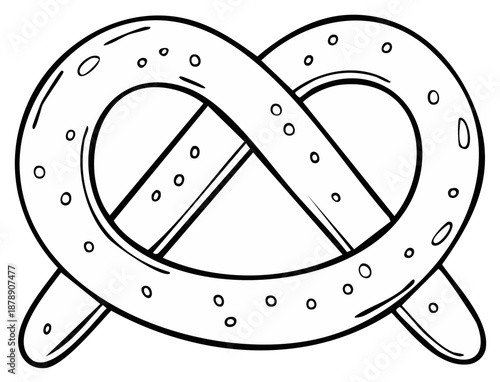 Black and white illustration of a pretzel snack