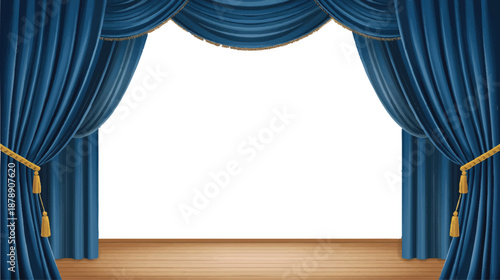 blue curtain with spotlight