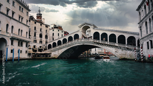 Rialto Bridge Over Grand Canal (Moody Sky)