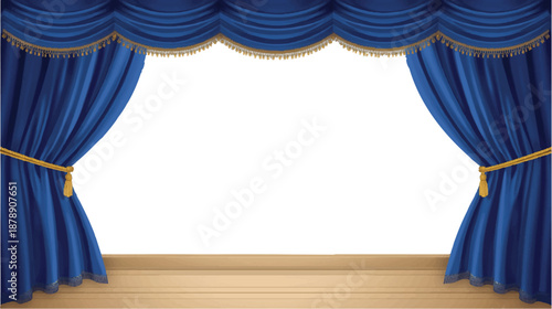 blue curtain with spotlight