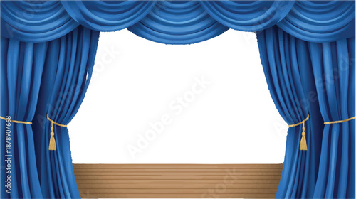 blue curtain with spotlight