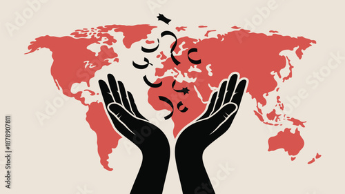 Hands supporting global unity Vector