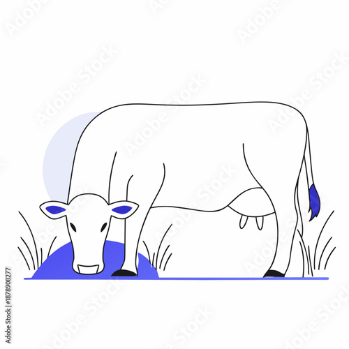 Illustration of a grazing cow