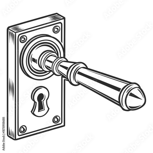 Antique door handle with keyhole