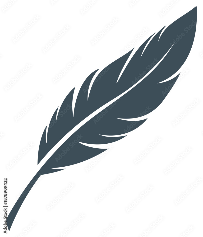Fototapeta premium Simple elegant feather quill icon vector graphic for writing literature and poetry