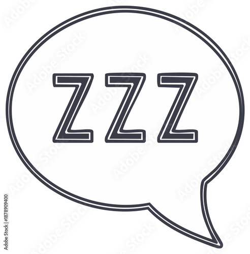 Triple ZZZ sleep symbol in an outlined comic speech bubble representing rest or tiredness