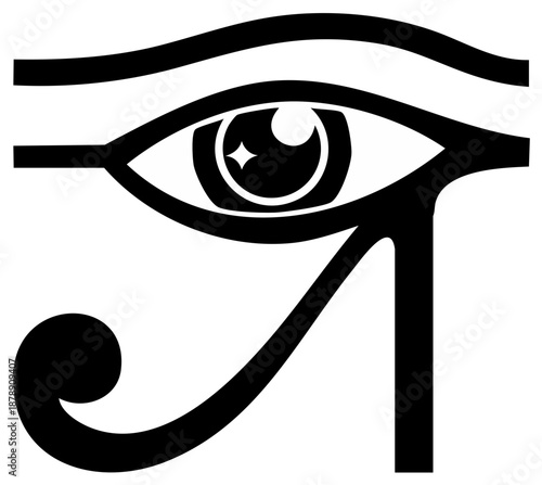 Iconic Black Eye of Horus Symbol Ancient Egypt Spiritual Protection Good Health Symbol Vector Artwork
