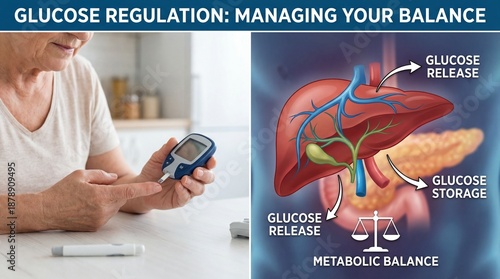 Depicting the intricate dance of glucose regulation, this image intertwines the personal with the scientific, highlighting the vital balance in managing your well-being.