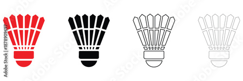 badminton shuttlecock icon vector, badminton feather vector, silhouette and line art