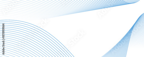 Abstract background with waves for banner. Medium banner size. Vector background with lines. Element for design isolated on white. Blue colors. Ocean, sea, water