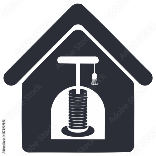 Cat House with Scratching Post Silhouette Graphic Pet Home Play Tower Kitten Toy