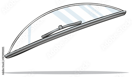 Illustration of a Vehicle Windshield with Wiper Blade for Rain or Snow Removal