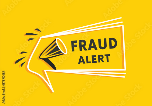 Fraud alert banner badge shape on yellow colour. Elements for ad. Eps vector editable.