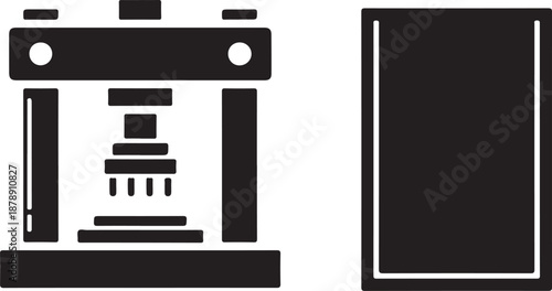 Black and white of 3 D printer and smartphone 3D printer technology