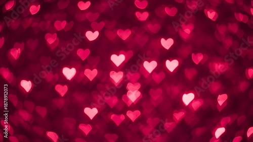 Pink heart bokeh lights on a dark background for valentines day