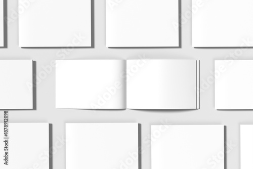 Wallpaper Mural Modern Book and Magazine Mockup Open with Blank Pages. Top view. Torontodigital.ca