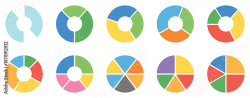 Pie chart infographic with segmented circle diagram parts for data analysis, web design, ui, presentation, vector