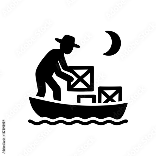 Nighttime Smuggling Logistics Icon