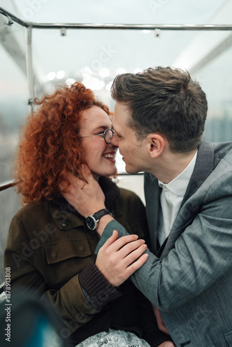 Couple sharing intimate moment on a romantic date