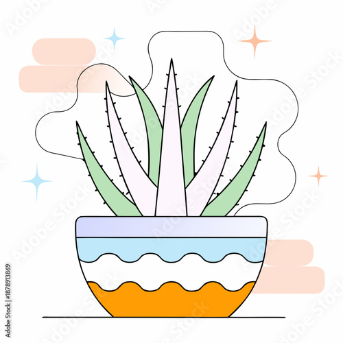 Illustrated aloe vera plant in a pot