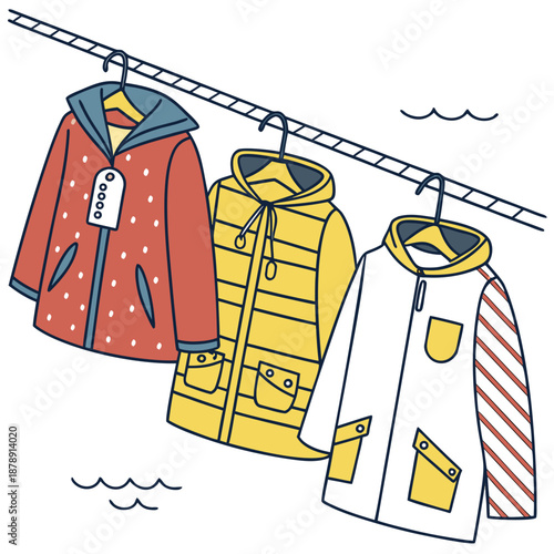 Three jackets hanging