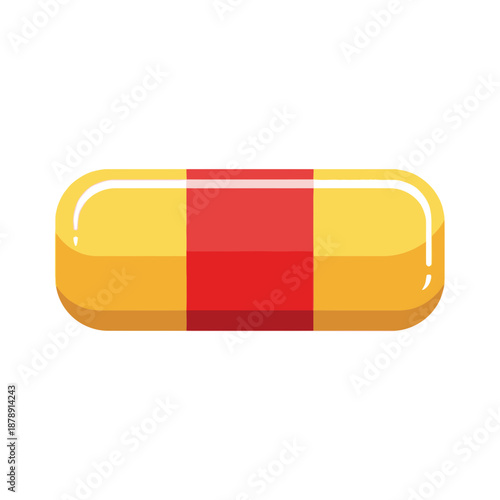 Yellow and red capsule on transparent background