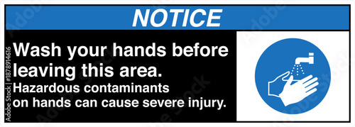 Safety sign NOTICE wash your ...