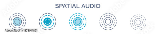 Spatial Audio Element For Design Graphic - Multi Styles. Vector Illustration Of Two Colored And Black. Multiple Icons Designs Can Be Used For Mobile, Ui, Web 