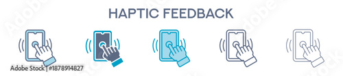 Haptic Feedback Element For Design Graphic - Multi Styles. Vector Illustration Of Two Colored And Black. Multiple Icons Designs Can Be Used For Mobile, Ui, Web 