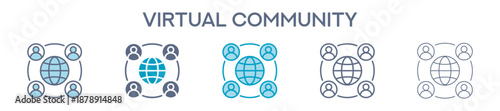 Virtual Community Element For Design Graphic - Multi Styles. Vector Illustration Of Two Colored And Black. Multiple Icons Designs Can Be Used For Mobile, Ui, Web 