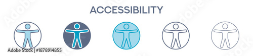 Accessibility Element For Design Graphic - Multi Styles. Vector Illustration Of Two Colored And Black. Multiple Icons Designs Can Be Used For Mobile, Ui, Web 