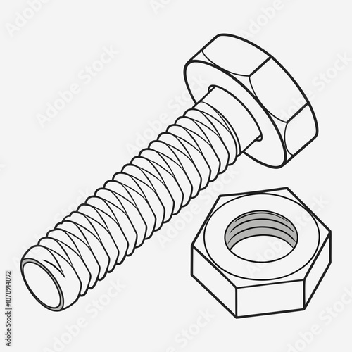 Hex bolt and nut