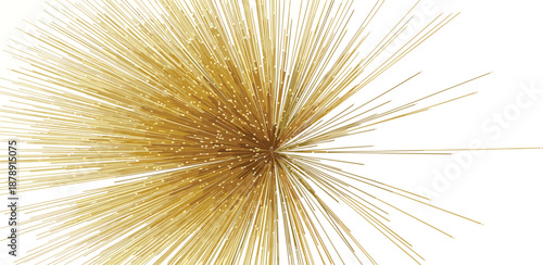 Golden fireworks exploding in the night sky, viewed from below, amidst festive atmosphere, captured in a photograph