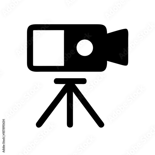 Video camera on tripod