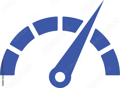 Blue speedometer needle pointing towards speed gauge