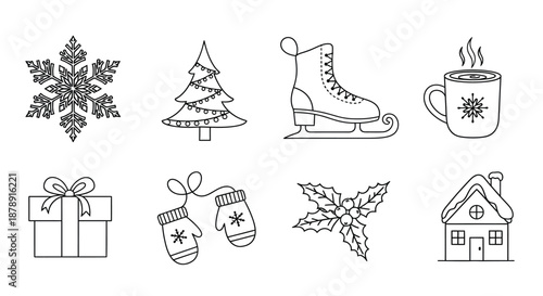 Winter holiday icons