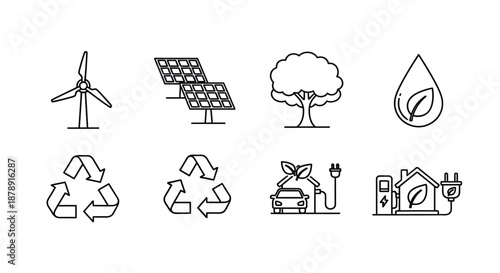 Renewable energy and sustainability icons
