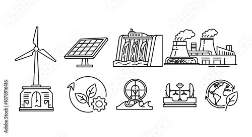 Illustration of renewable and non-renewable energy sources