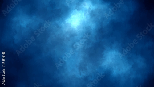 Abstract blue background with dark light textures and a stormy night sky featuring clouds smoke and fog over a motion design backdrop