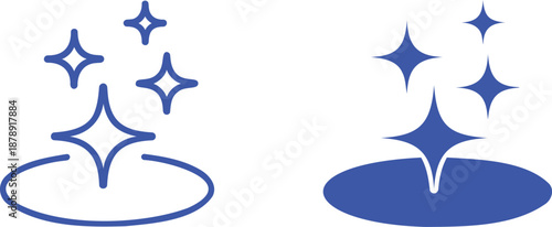 Blue starbursts emanating from circles on white background