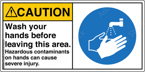 Safety sign CAUTION wash your...