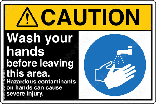 Safety sign CAUTION wash your...
