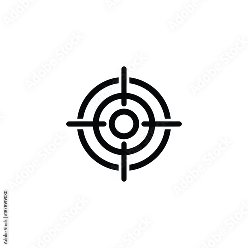 Crosshair target icon, simple black line vector graphic for aiming and precision on a clean white background