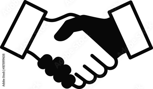 Handshake icon vector illustration of two hands shaking in partnership business deal agreement and cooperation concept professional silhouette symbol for corporate success teamwork and unity.