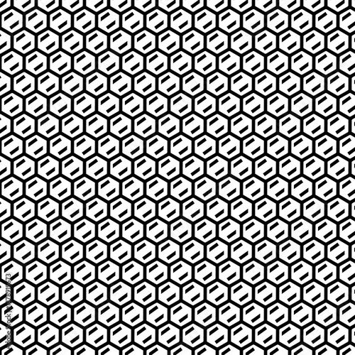 Seamless Black and White Hexagon Geometric Pattern Background