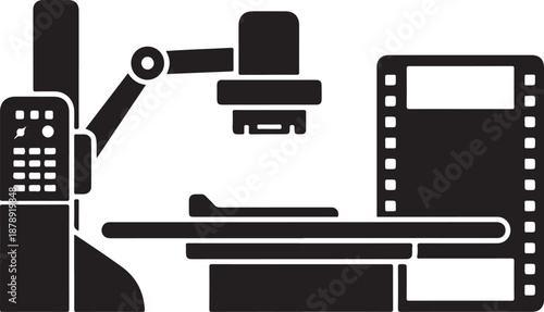 Black and white of dental office equipment dental chair dental equipment