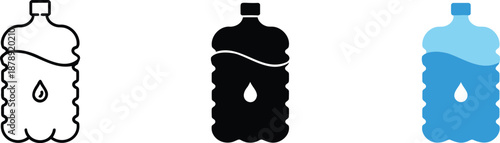 Water bottle with drop outline solid blue liquid container