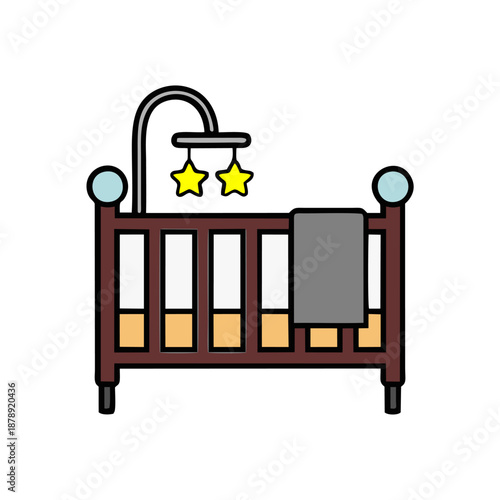 Baby Crib with Mobile Stars.