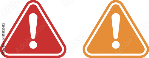 Red and orange warning signs with exclamation marks